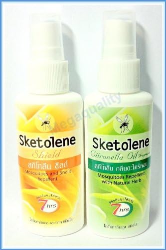 SKETOLENE ANTI MOSQUITO INSECTS REPELLENT SPRAY EFFECTIVE 7 hr.+Free Shipping World Wide 2 x 70 cc.