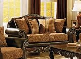 Loveseat - Traditional Espresso and Beige Color
