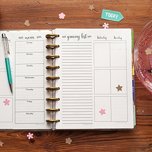 Menu Plan and Grocery List for Happy Planner, Half Sheet Insert, Script