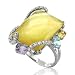 14k White Gold Blue topaz Citrine Gem Diamond Ring/ Band, Size 7, TW: 13.88 carat