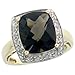 10 Karat Gold Steinen Ring, mit 0.07 Karat Brilliantschliff Diamanten & Schachbrettschliff (12x10mm) Rauch Topas Stein, (15mm) breit
