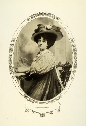 1908 Print Theater Lolita Gordon Portrait Art Nouveau Border Edwardian Fashion - Original Halftone Print