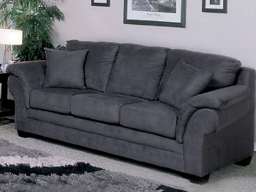 Sonato Collection Charcoal Finish Fabric Sofa Couch