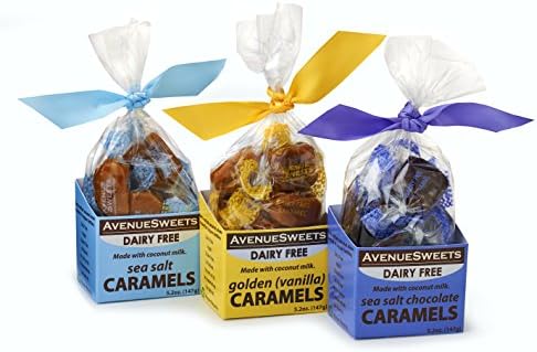 AvenueSweets DAIRY FREE (vegan) caramels - three 5.2oz. boxes