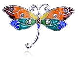 Bright Enamel Handpainted Wing Bold Dragonfly Bug Crystal Rhinestone Pin Brooch