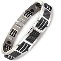 New Mens Stylish Titanium and Carbon Fibre Magnetic Bracelet - Gift Boxed + FREE LINK REMOVAL TOOL