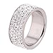 VQYSKO 8mm Cubic Zirconia Wedding Band for Women - 316L Stainless Steel 5 Rows CZ Simulated Diamond Eternity Rings Size 7