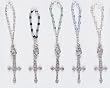 One Decade Finger Rosary with Multicolored Beads, Crucifix and Rose - MADE IN ITALY