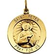 14K Yellow Gold St. Peter the Apostle Medal - 25.00mm