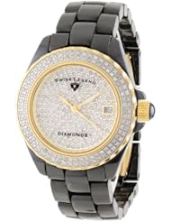 Swiss Legend Womens 20052-WBKG Karamica Pave Diamond Dial High Tech Black Ceramic Watch