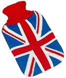 Hot Water Bottle with Knitted Union Jack Cover - Valentines Gift