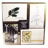 Christmas Card Collection - 24 Handmade Christmas Cards With Self-Sealing Envelopes, 4 Different Designs, Golden Holiday Greetings Collection