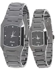 Orient Idea Ori-0281E 2 x Rectangle Case Quartz Wrist Watch with Stainless Steel Band for Couples Lovers