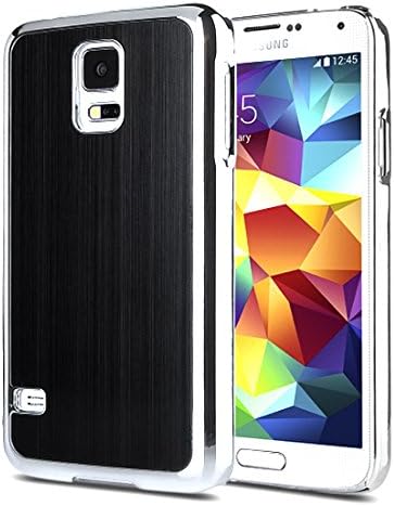 Viynl Tm S5 Case, Galaxy S5 Case, Samsung Galaxy S5 Case Brushed Chrome Steel Aluminum Plastic Cover Case for Samsung Galaxy S5 / Galaxy Sv / Galaxy S V (2015) with Screen Protector and Stylus