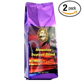 Aloha Island Coffee Company Hawaiian Tropical Blend Plantation Decaf, Full-Bodied Coffee, 8-Ounce Bags (Pack of 2)