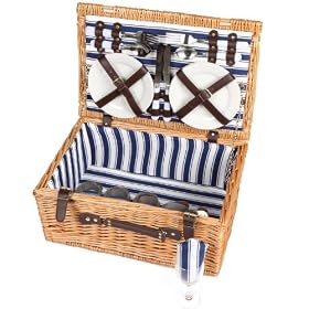 4 Person Wicker Picnic Hamper Blue
