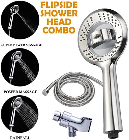 LuckyCeramics Best Massage Flipside Chrome Hand Held Flexible Shower Heads Efficient Filtered Hard Water High Flow Shower Head For Bathroom