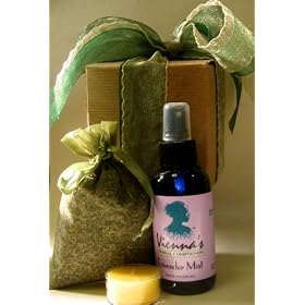Lavender Home Freshening Gift Set. Handcrafted Organic Lavender Sachet, Pure Aromatherapy Lavender Mist, Beeswax Candle Tea Light. Great Housewarming or Anytime Gift