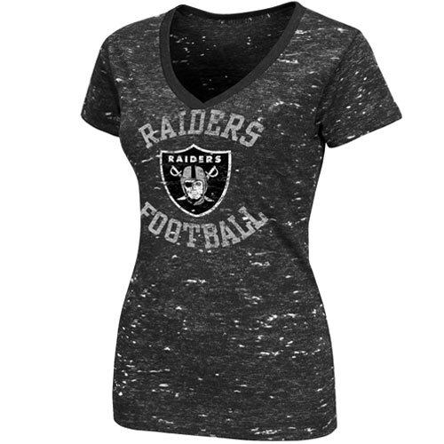 NFL Women's Oakland Raiders Pride Playing II Short Sleeve Deep V-Neck Haze Tee (Charcoal Haze, XX-Large)