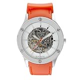 AK Anne Klein Women's Automatic Silver-Tone Sport Watch with a Orange Rubber Strap #108451SVOR
