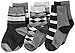 Jefferies Socks Big Boys' Argyle Stripe Crew (Pack of 3), Black, Medium