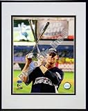 Justin Morneau with the 2008 MLB Home Run Derby Trophy Double Matted 8O x 10O Photograph in Black