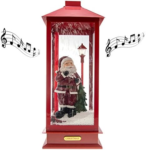Snow Blowing Christmas Indoor Lantern Music Box Santa Decoration LED Light Songs