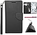 The3Knights[TM] For Sharp Aquos Crystal Two Tone PU Leather Flip Wallet Credit Card Cover Case + The3Knights[TM] Touch Screen Stylus (Z Wallet Flap Pouch Black)