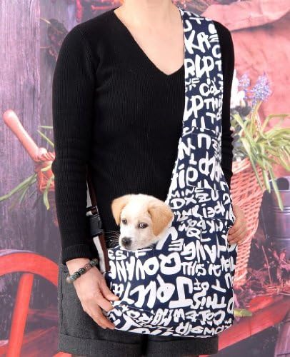 New Pet Sling-style carrier Dog Cat sling Bag -Black and White Printing-Small Size