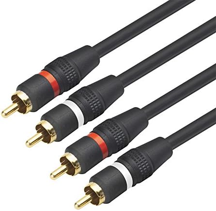 CableBeautiful 2 RCA M/M Stereo Audio Cable 6 Feet (Gold Plated , Copper Core) 2RCA Male Left / Right Premium Quality Sound Plug Audio Stereo Cable for Home Theater HDTV, Hi-Fi Systems
