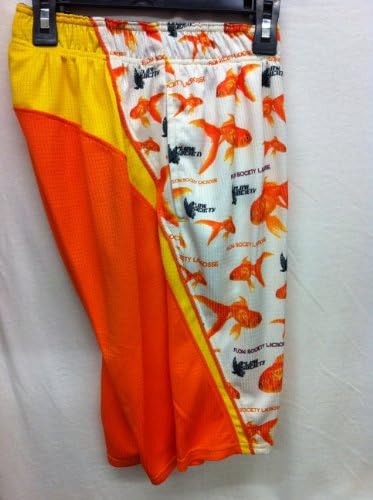 Flow Society Authentic Lacrosse Gear Performance Goldfish Orange Gold Lax Mesh Short Youth Large