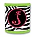 Koozie Pink Zebra Monogram J