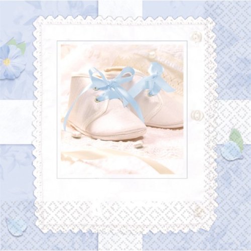 grosse Servietten BABYSCHUHE blau 16er-Pack,