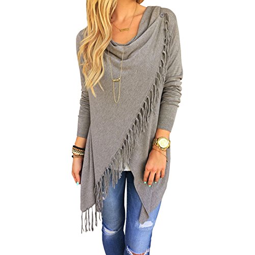 Merryfun women s tassels hem cloak blouses poncho shirt…