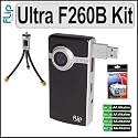 Flip Video Ultra Series F260B 60-Minute (Black) Camcorder Accessory Kit With Pure Digital ATR1B Flip Video Tripod, Vidpro Digital Camera LCD Screen Protectors & 4 AA Batteries