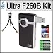 Flip Video Ultra Series F260B 60-Minute (Black) Camcorder Accessory Kit With Pure Digital ATR1B Flip Video Tripod, Vidpro Digital Camera LCD Screen Protectors & 4 AA Batteries