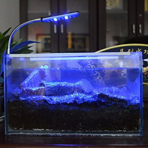 Aquarium Clip Lamp Light Kit for Fish Tank Flexible Button Switch 24led 3 Mode 1.5w White Blue
