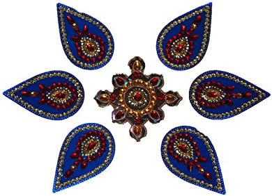 Indian Rangoli Decoration in Blue &amp; Silver