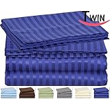 Twin Striped Bed-Sheet-Set Blue - Brushed Velvety Microfiber -Luxurious, Comfortable, Breathable, Soft & Extremely Durable-Wrinkle, Fade & Stain Resistant - Hotel Quality By Utopia Bedding (Twin, Royal Blue)