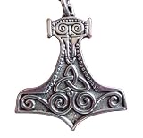 Silver-tone Pewter Small Thor's Hammer Mjolnir Pendant Necklace Norse Jewelry
