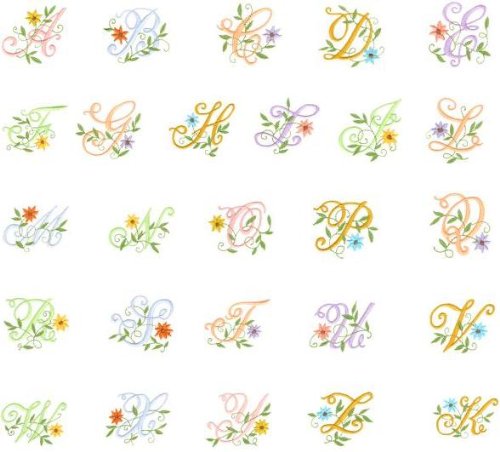 Brother Embroidery Machine Card FLOWER LETTERS 