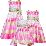 Rare Editions Girls 2T-6X IVORY FUCHSIA-PINK LIME-GREEN GRADIENT DOT SHANTUNG Special Occasion Wedding Flower Girl Easter Birthday Party Dress
