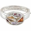 Multi-Gemstone Bangle Bracelet Sparkling Sterling Silver