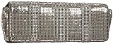 Whiting & Davis Crystal Striped Full Flap Clutch,Pewter,one
size