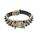 Rdc Pet Black Spiked Studded Dog Collar, Padded PU Leather Collars for Medium Large Dogs - 2 Inch Width (XS, Gold)