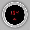 Cyberdyne (A022E051Y) Red Oil Temp Gauges - Silver Bezel w/ Sending Unit