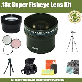.18x SUPER HD FISHEYE LENS ACCESSORY KIT FOR THE NIKON D90 D200 D300 D700.KIT INCLUDES... 