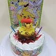 【お面ピカチュー付き】★ポケットモンスター・キャラデコ・生クリーム苺デコレーションケーキ5号スライス苺2段サンド(バースデーオーナメント・キャンドル6本付き)