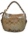 Women's Coach Purse Handbag Linen Lurex Signature Zoe Light Khaki/gold