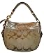 Women's Coach Purse Handbag Linen Lurex Signature Zoe Light Khaki/gold